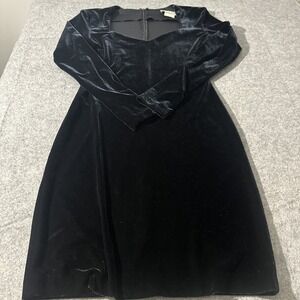 VTG Betsy & Adam Sweetheart Neck Long Sleeve Velvet Mini Dress Old Hollywood 4
